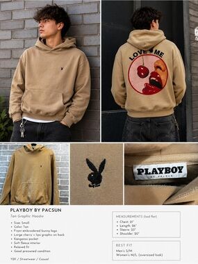Playboy By PacSun Love Me Hoodie Size Men’s Small Y2K, Streetwear, Casual